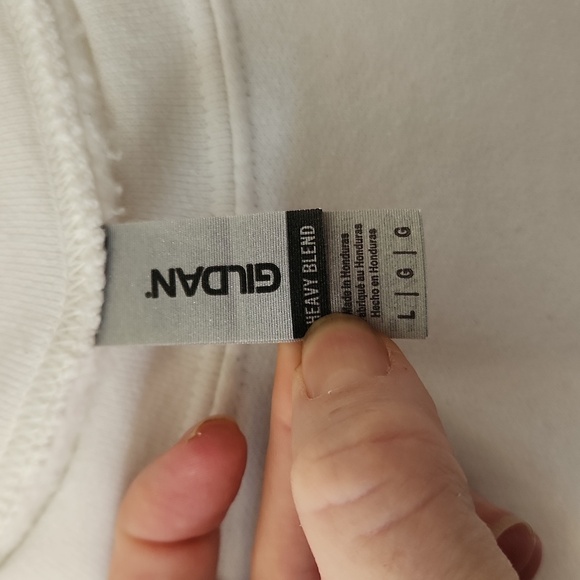 Gildan White Sweatshirt with Pink Smiley Graphic - Picture 2 of 4